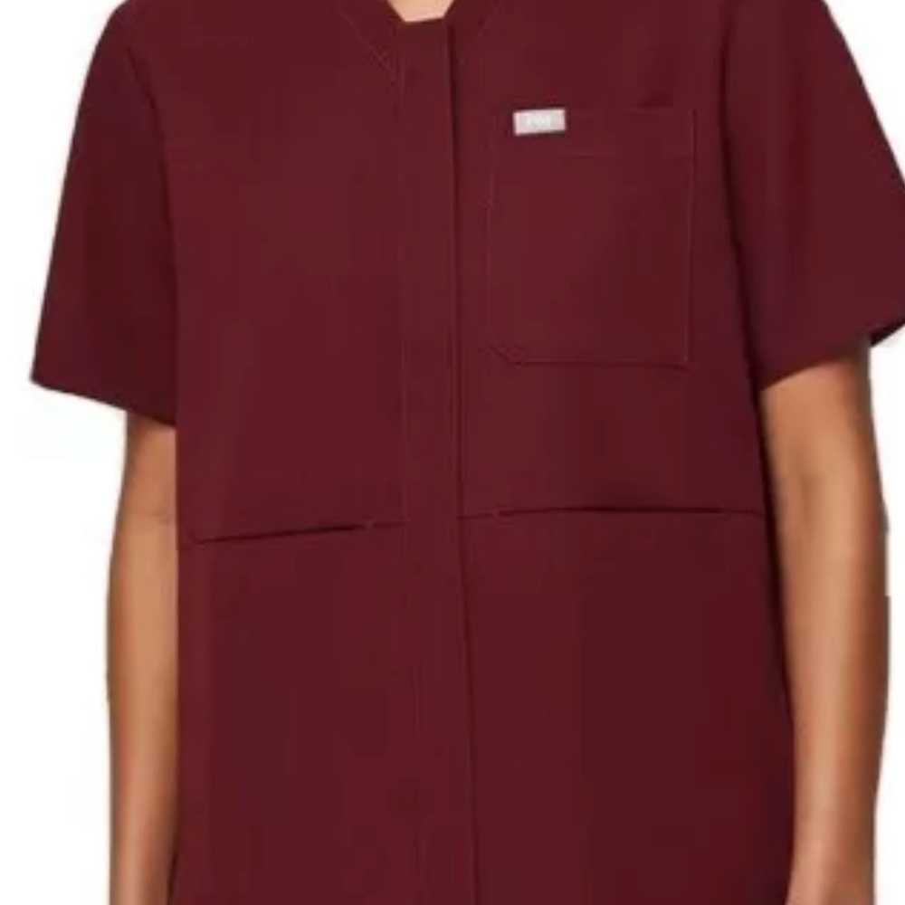 FIGS LIMITED MASAYA SCRUBS TOP BURGUNDY WOMEN SZ L